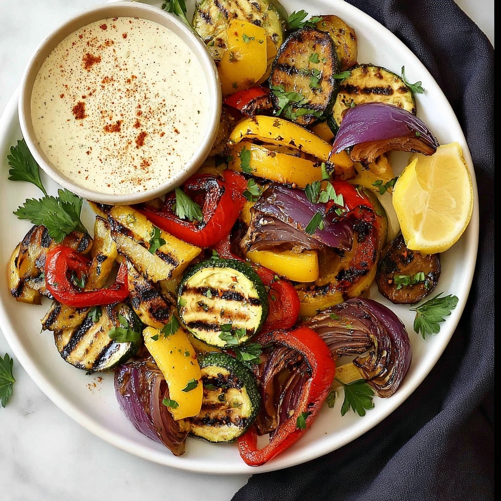 Grilled Vegetables Platter with Yogurt-Cumin Sauce Recipe - Recipe Image
