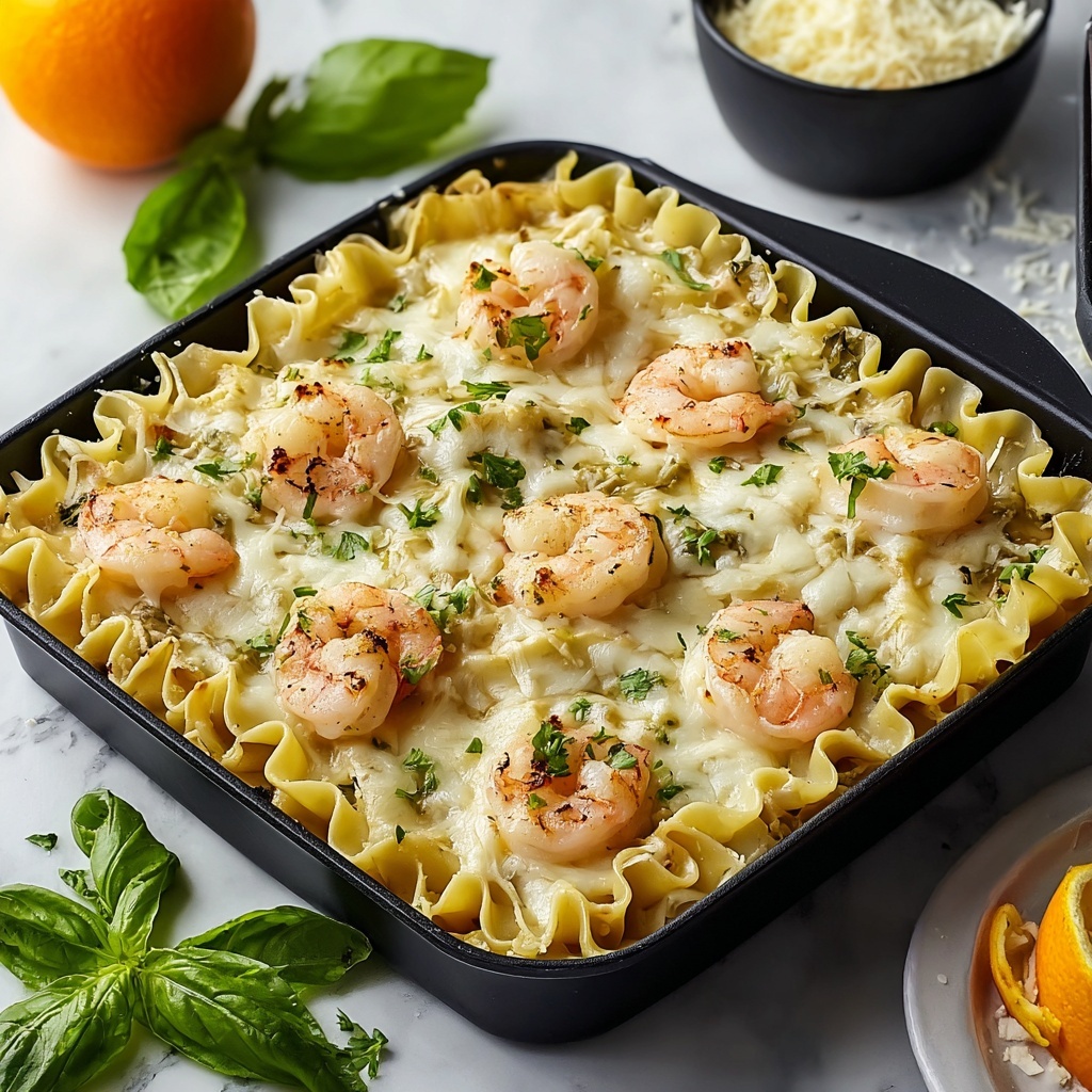 Garlic Butter Shrimp Scampi Lasagna Recipe - Recipe Image