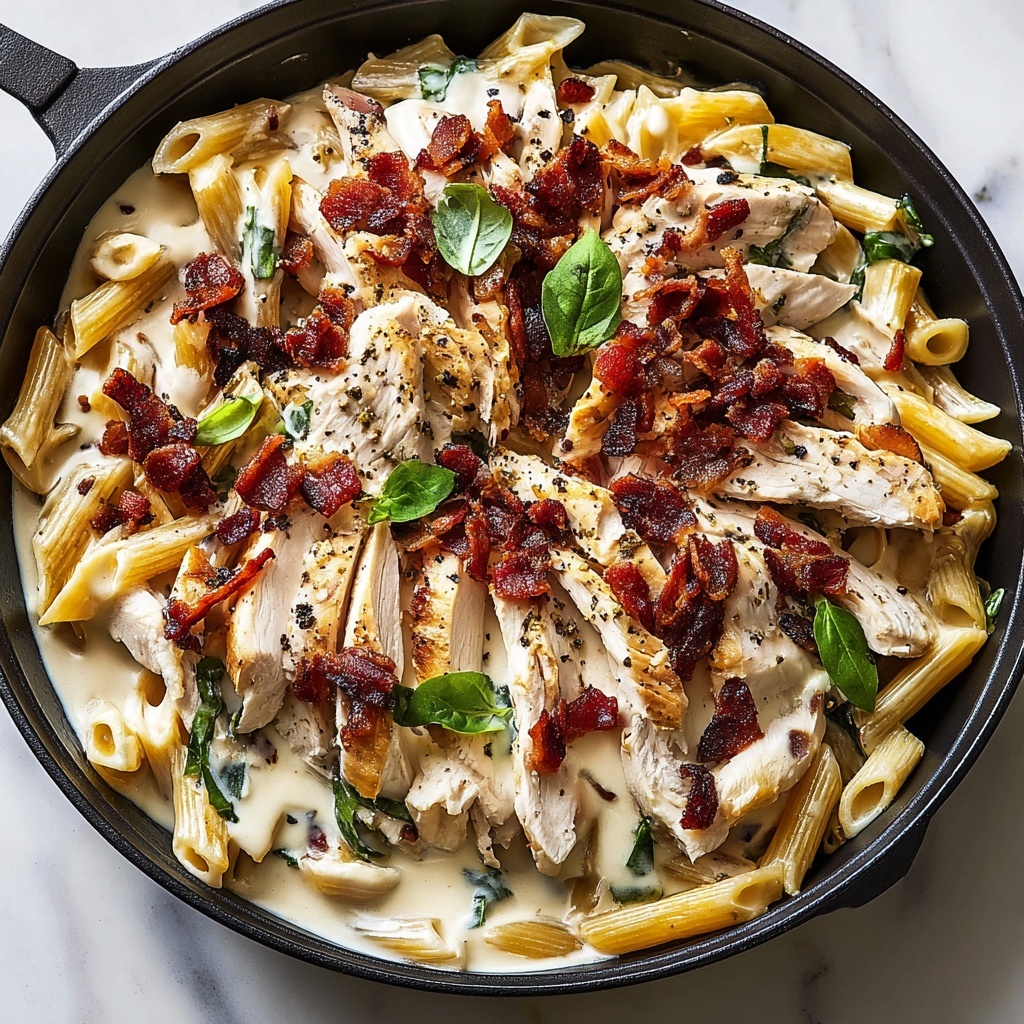 Healthy Chicken Bacon Ranch Pasta on a Skillet Recipe - Recipe Image
