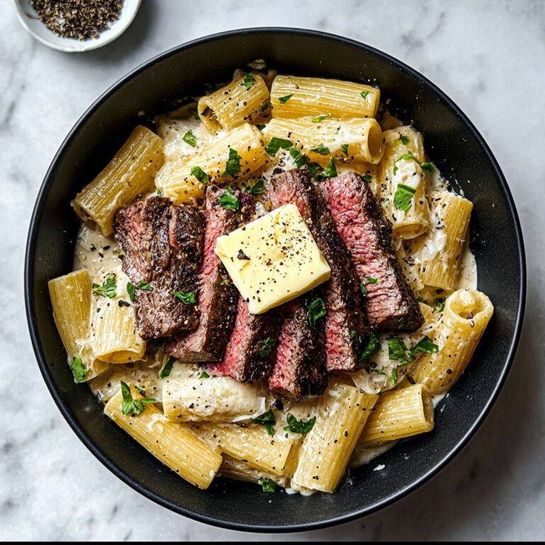 Creamy Garlic Butter Steak Rigatoni Recipe