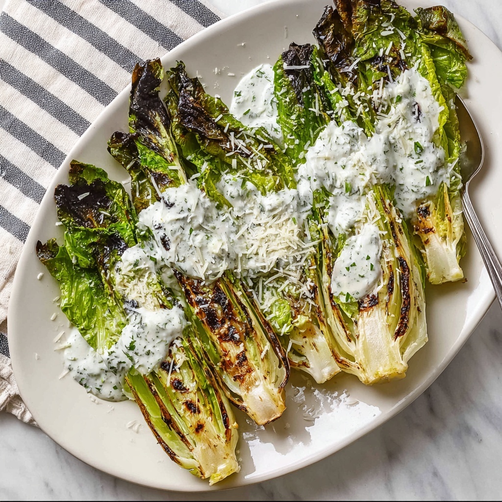 Grilled Romaine Hearts with Parmesan Mint Yogurt Dressing Recipe - Recipe Image