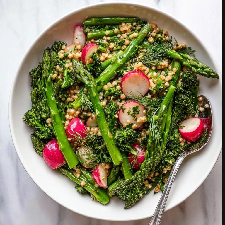 Spring Farro Salad with Roasted Asparagus, Broccolini, and Radishes Recipe