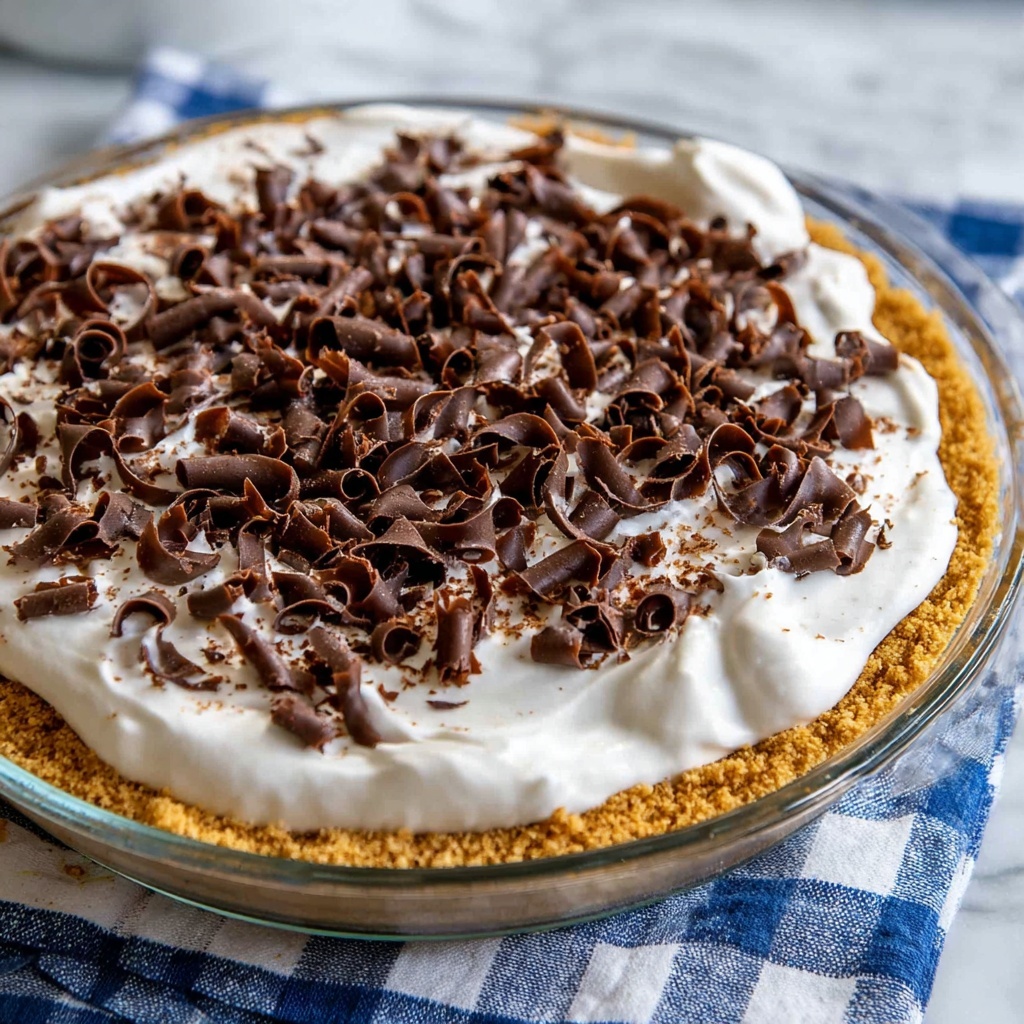 French Silk Pie with Chocolate Curls and Graham Cracker Crust Recipe - Recipe Image