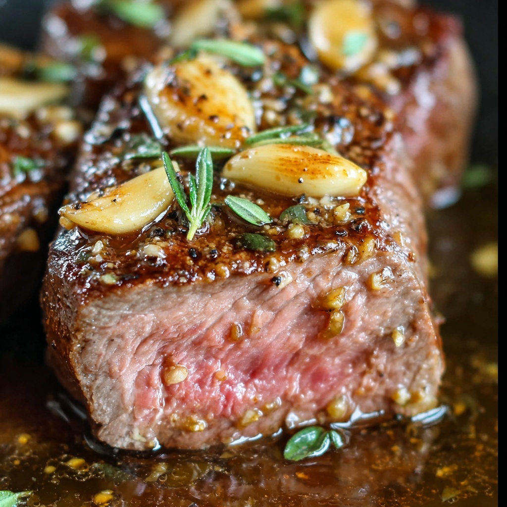 Perfectly Seared Ribeye Steak with Garlic Herb Butter Recipe - Recipe Image