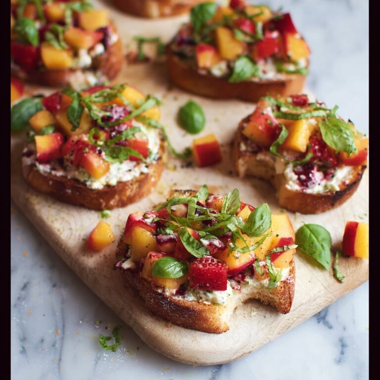 Peach and Strawberry Fruit Bruschetta Recipe