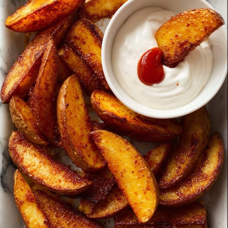 Seasoned Baked Potato Wedges with Dipping Sauces Recipe