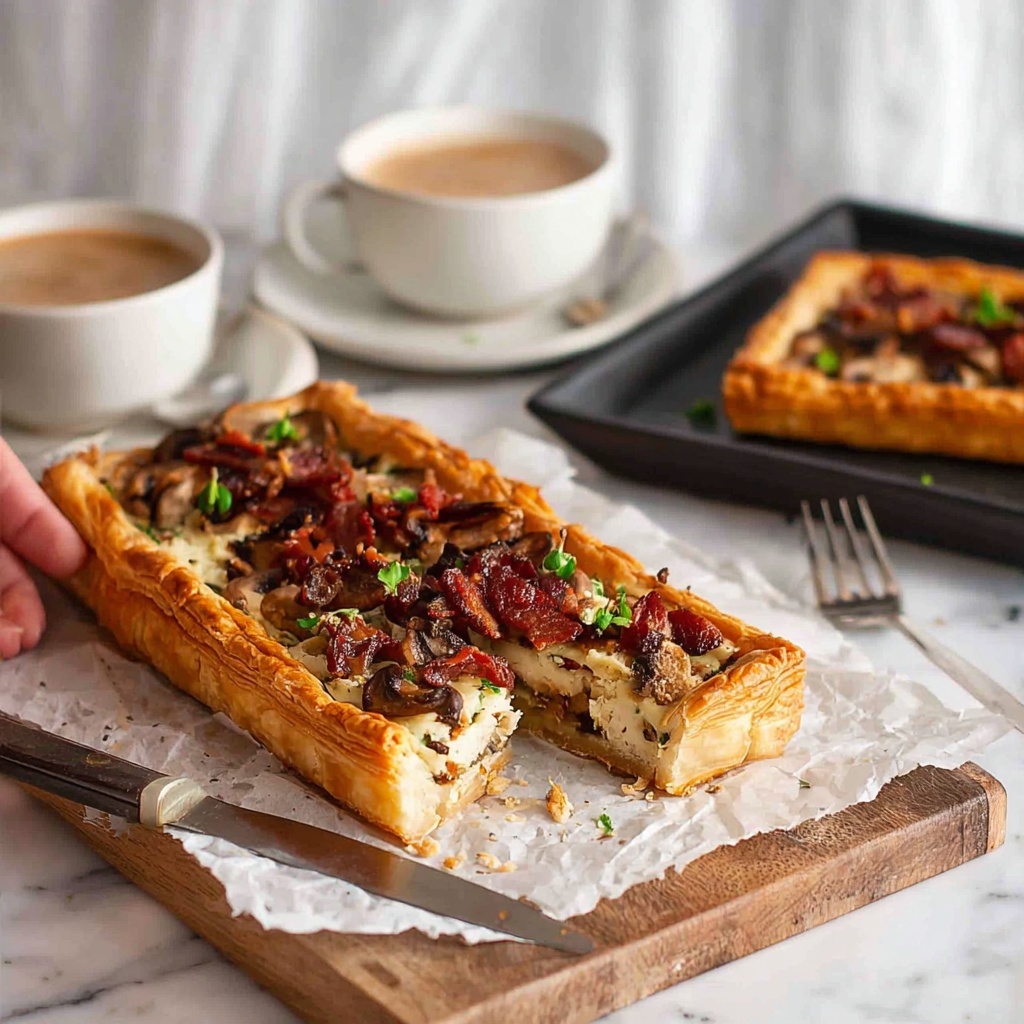 Bacon, Egg and Mushroom Tart with Puff Pastry Recipe - Recipe Image