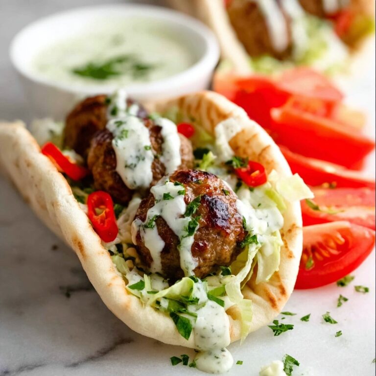Moroccan Lamb Meatballs with Mint Yogurt Sauce in Pita Pockets Recipe