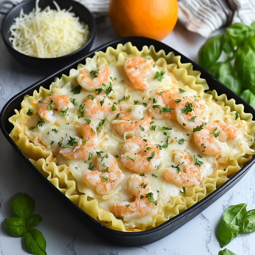 Garlic Butter Shrimp Scampi Lasagna Recipe - Recipe Image