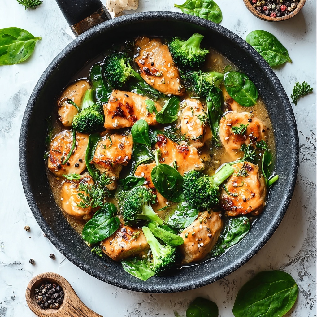 Garlic Chicken with Broccoli and Spinach Recipe - Recipe Image