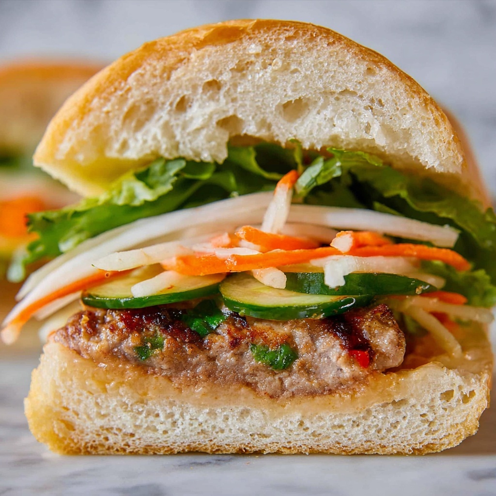 Authentic Vietnamese Banh Mi Sandwich with Sriracha Mayo and Pickled Vegetables Recipe - Recipe Image