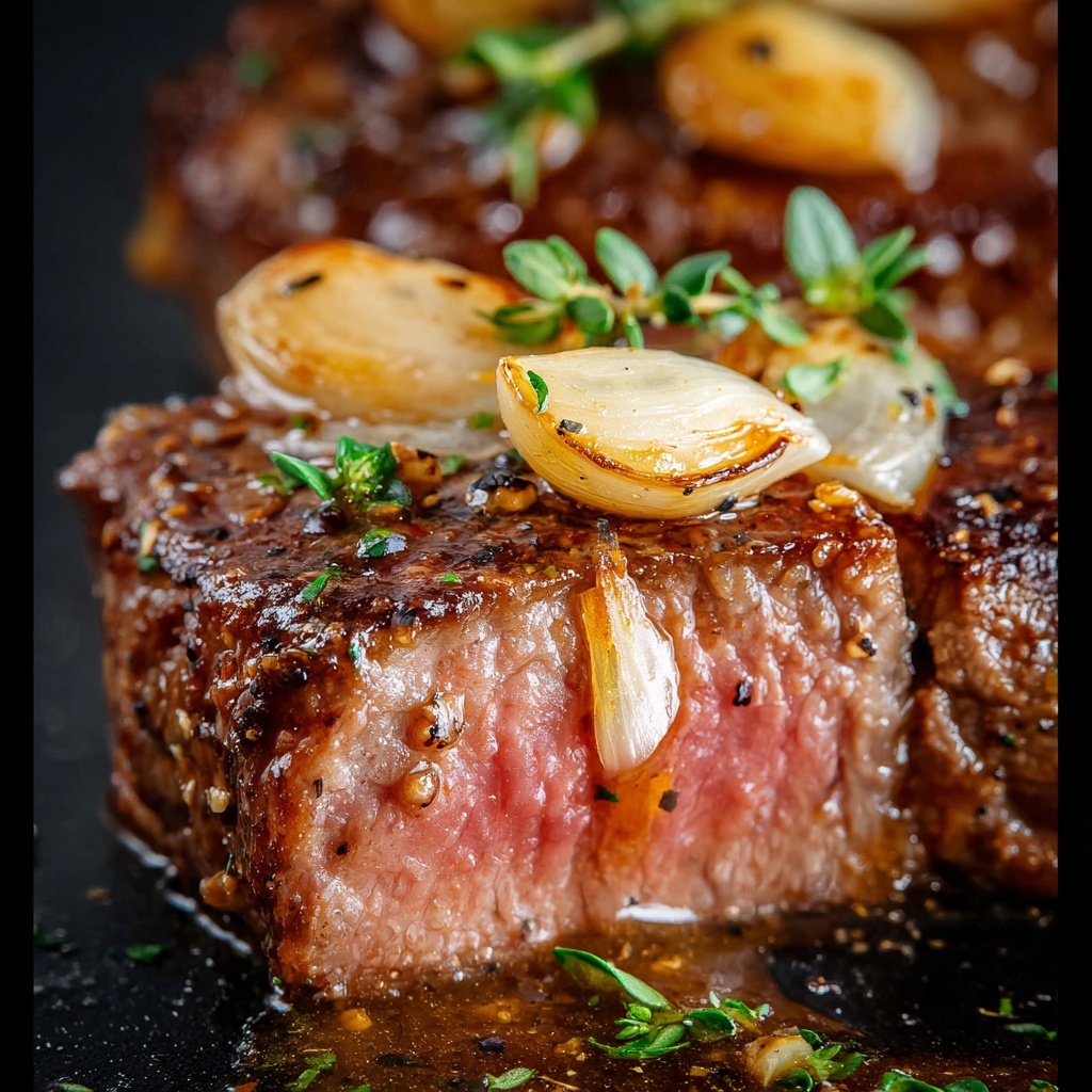 Perfectly Seared Ribeye Steak with Garlic Herb Butter Recipe - Recipe Image