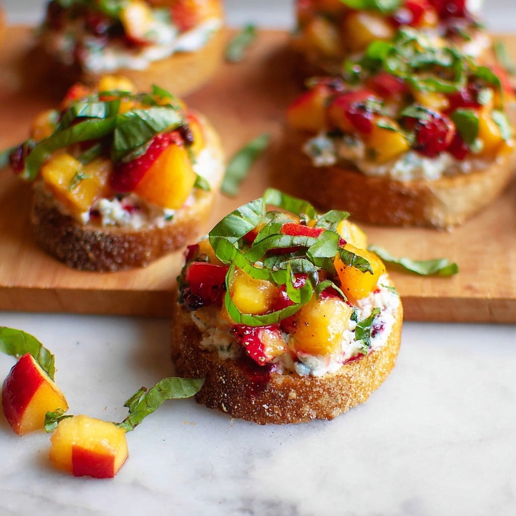 Peach and Strawberry Fruit Bruschetta Recipe - Recipe Image