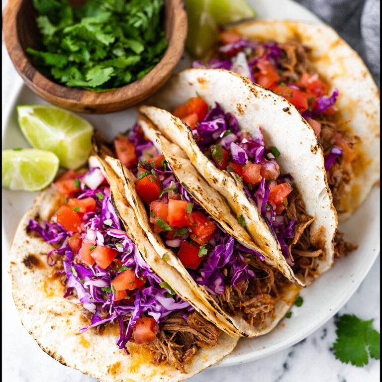 Barbacoa Tacos with Red Cabbage, Pico de Gallo, and Lime Recipe