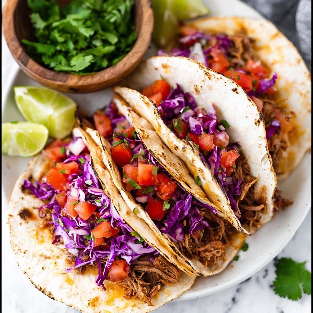 Barbacoa Tacos with Red Cabbage, Pico de Gallo, and Lime Recipe - Recipe Image
