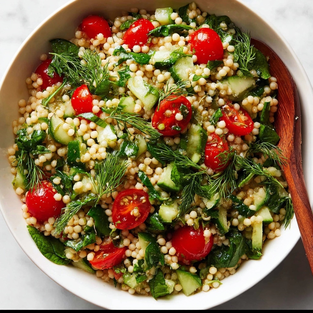 Pearl Couscous Salad with Fresh Vegetables and Herbs Recipe - Recipe Image