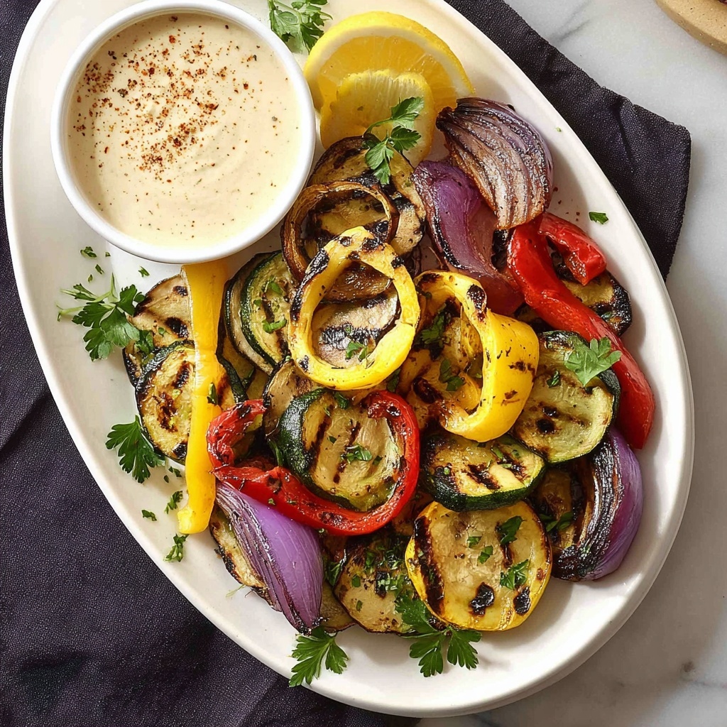 Grilled Vegetables Platter with Yogurt-Cumin Sauce Recipe - Recipe Image
