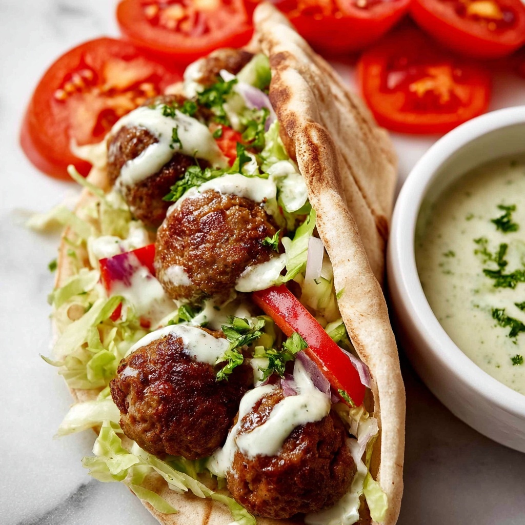 Moroccan Lamb Meatballs with Mint Yogurt Sauce in Pita Pockets Recipe - Recipe Image