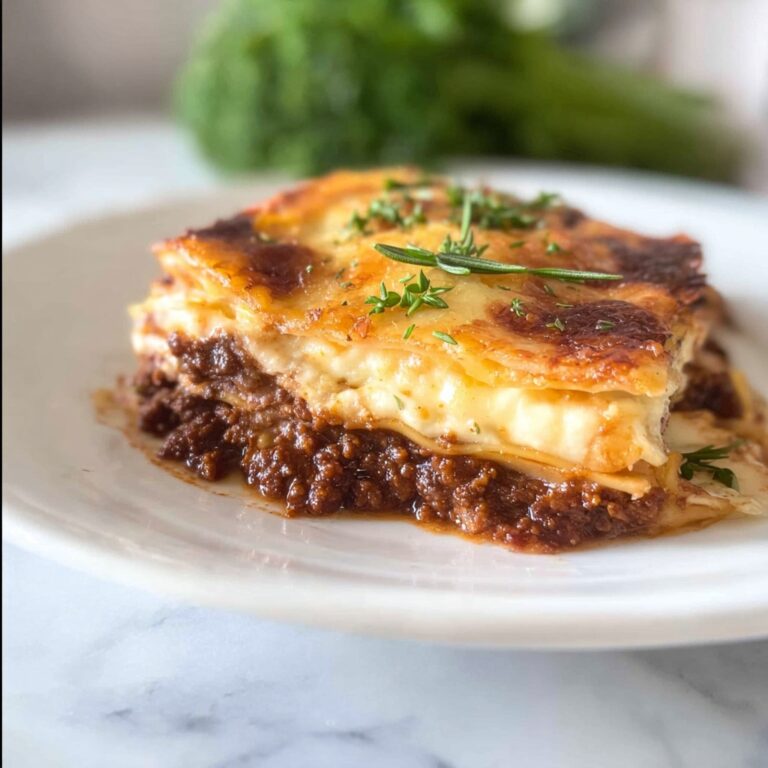 Classic Beef Lasagna with Rich Tomato Sauce and Melted Cheese Recipe