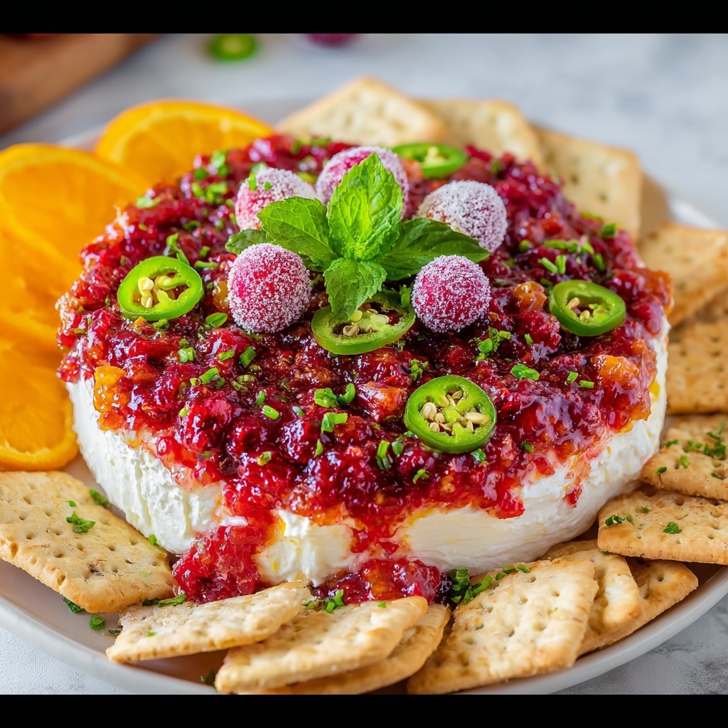 Cranberry Jalapeno Dip with Cream Cheese and Fresh Mint Recipe - Recipe Image