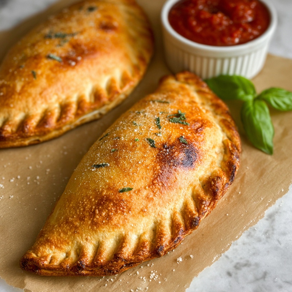 Cheese-filled Calzones with Ricotta, Mozzarella, and Parmesan Recipe - Recipe Image