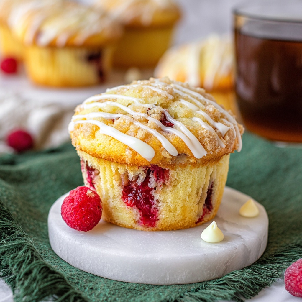 Cranberry Muffins with White Chocolate Glaze Recipe - Recipe Image