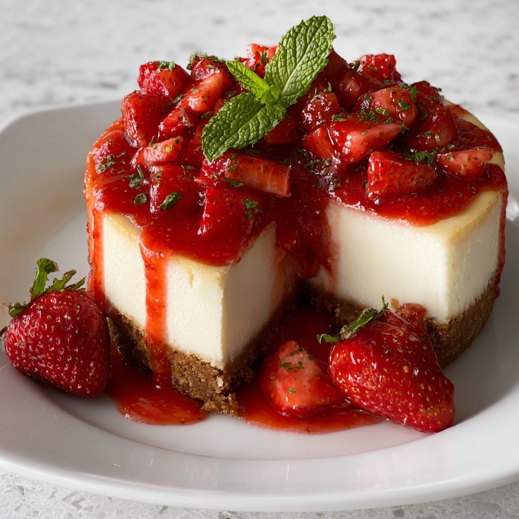 Classic New York-Style Creamy Strawberry Cheesecake Recipe - Recipe Image