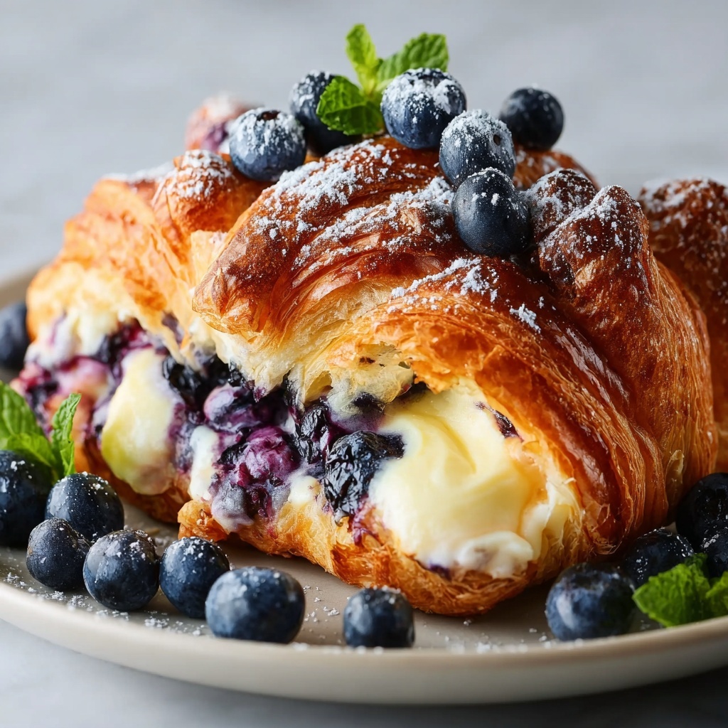 Blueberry Cream Cheese Croissant Casserole Recipe - Recipe Image