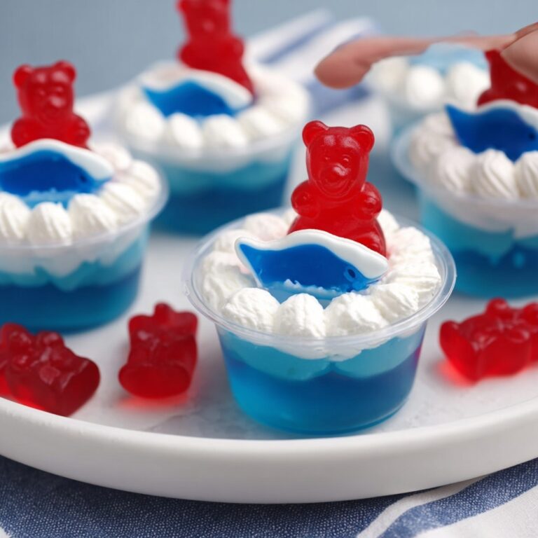 Pool Party Jello Shots with Gummy Bear Toppers Recipe