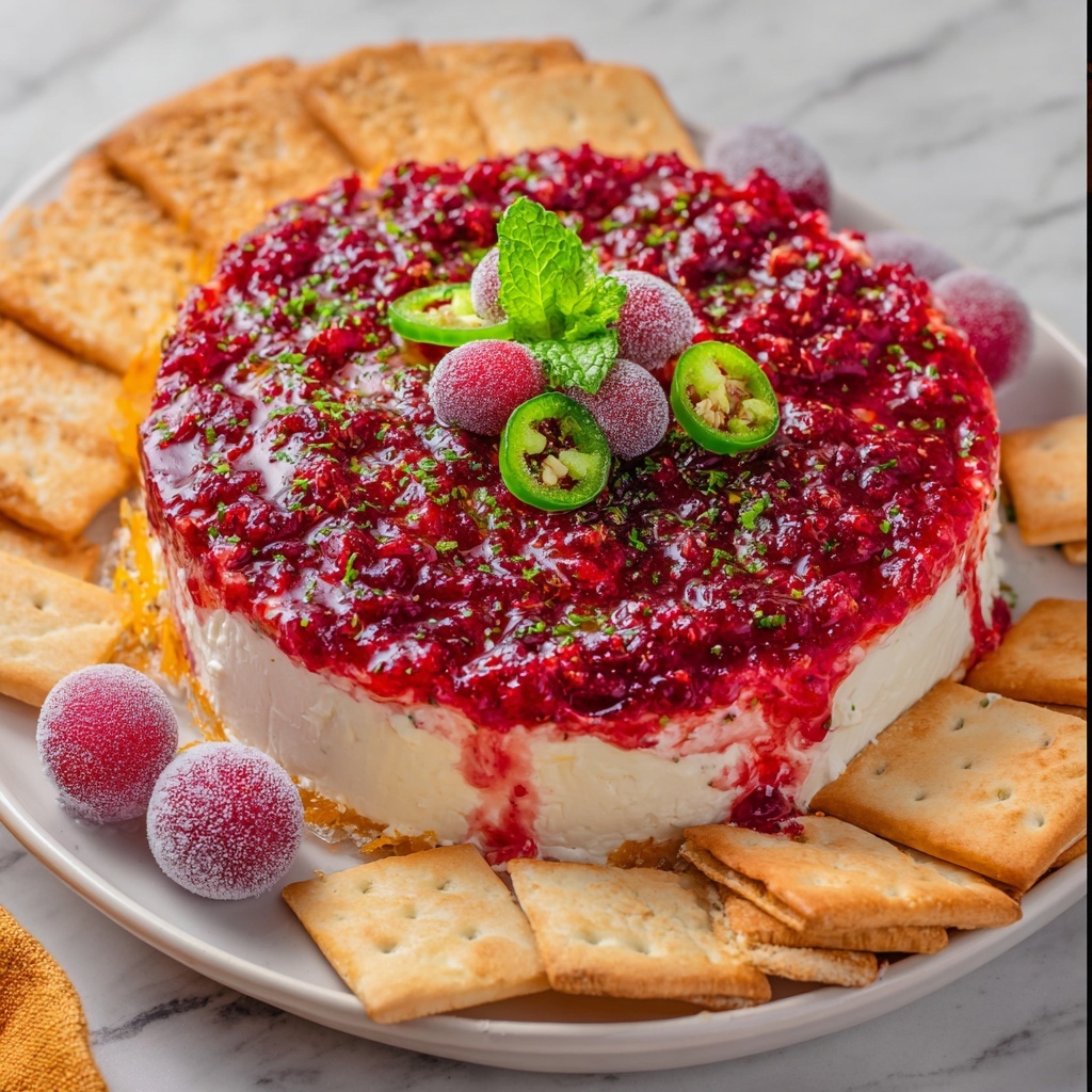 Cranberry Jalapeno Dip with Cream Cheese and Fresh Mint Recipe - Recipe Image