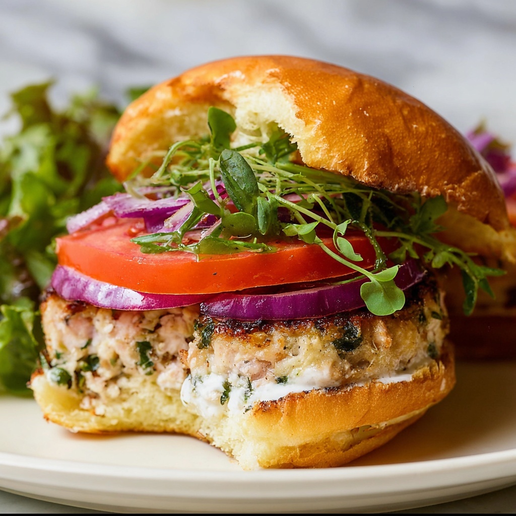 Salmon Burger with Dill Yogurt Sauce Recipe - Recipe Image