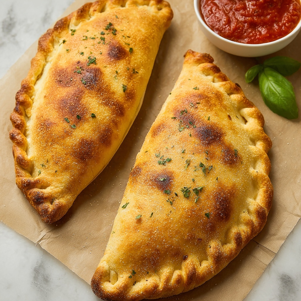 Cheese-filled Calzones with Ricotta, Mozzarella, and Parmesan Recipe - Recipe Image