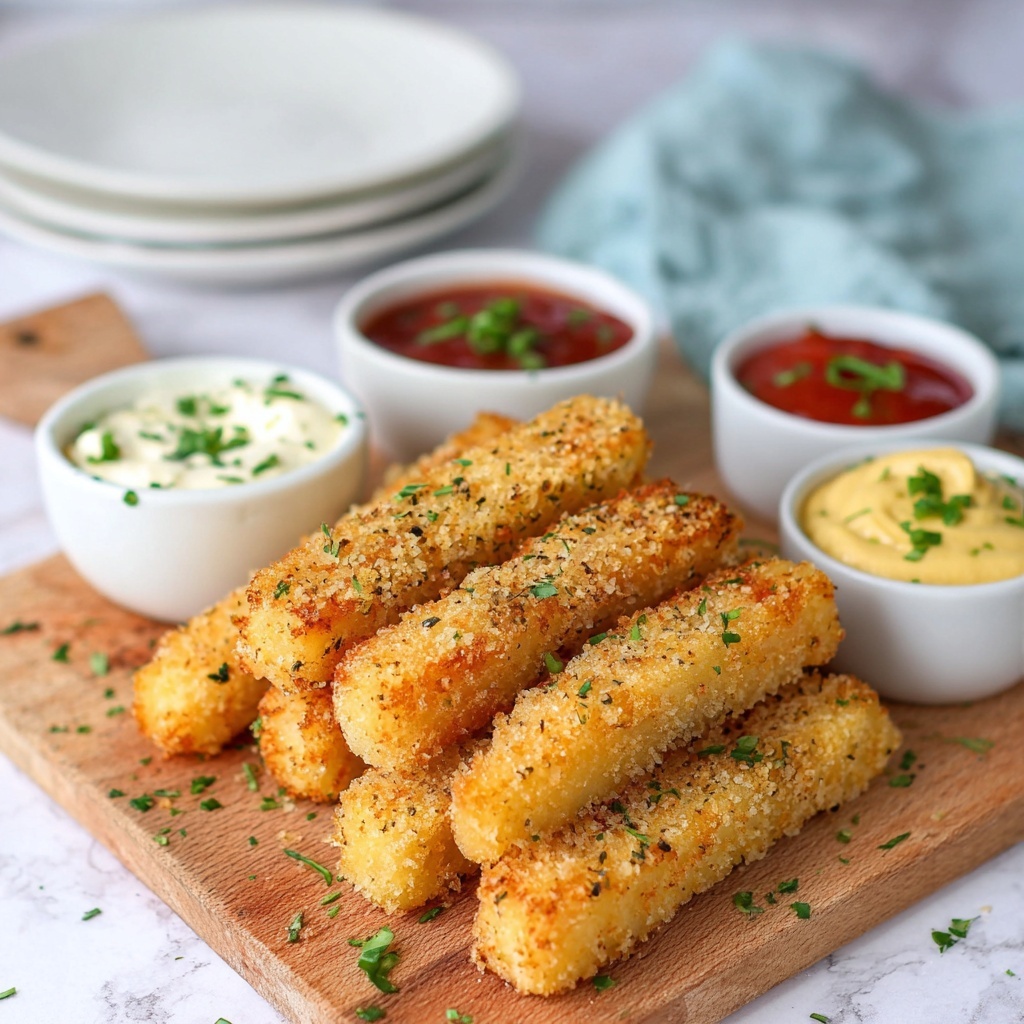 Crispy Mozzarella Cheese Sticks with Garlic Parmesan Breadcrumbs Recipe - Recipe Image