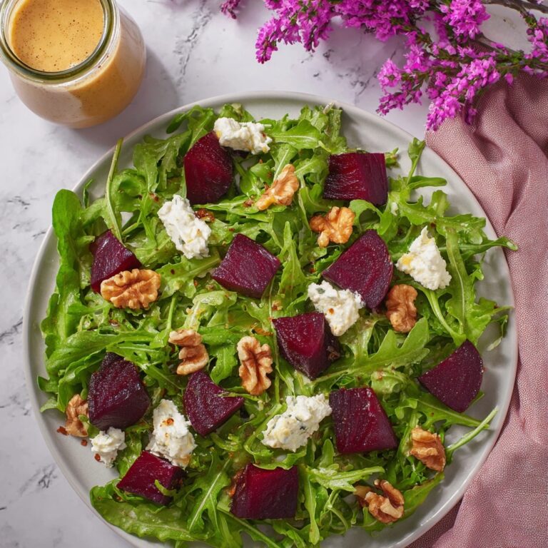 Beet and Arugula Salad with Honey-Dijon Dressing and Candied Walnuts Recipe