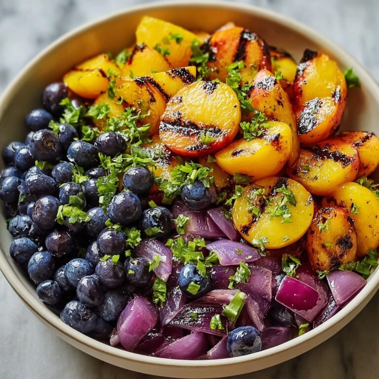 Juicy Grilled Peach Blueberry Salad with Tangy Balsamic Bliss Recipe