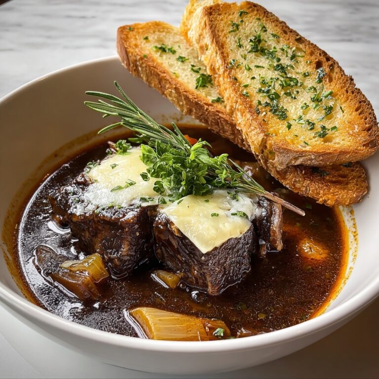 French Onion Beef Short Rib Soup with Gruyère Toast Recipe