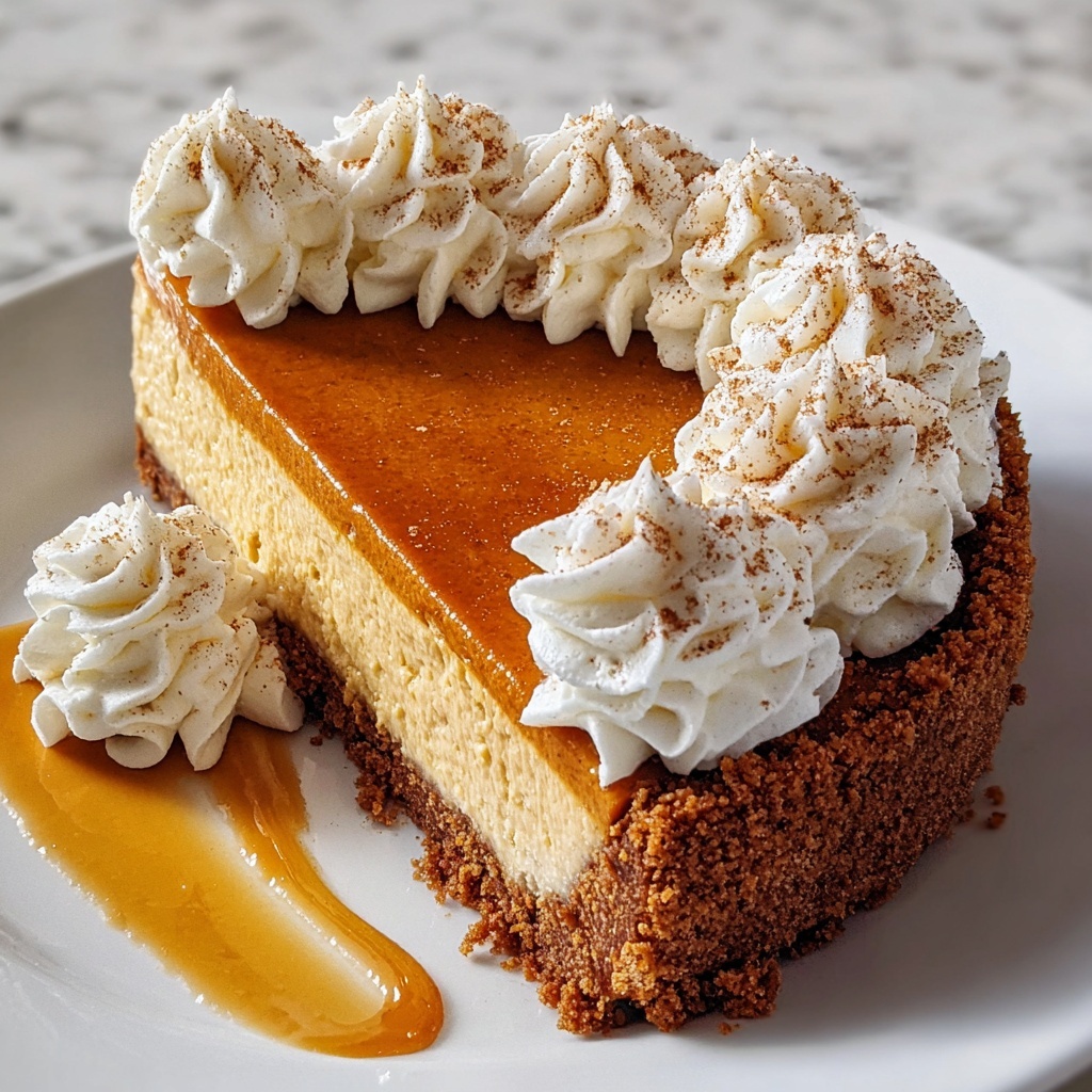 Creamy Baked Spiced Pumpkin Cheesecake Recipe - Recipe Image