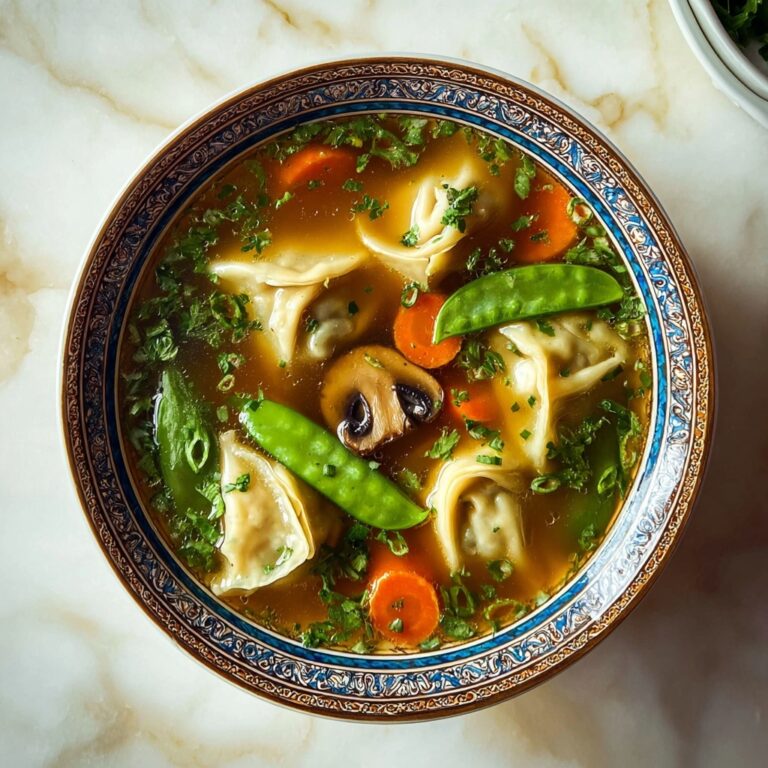 Savory Asian Potsticker Soup with Ginger and Fresh Vegetables Recipe