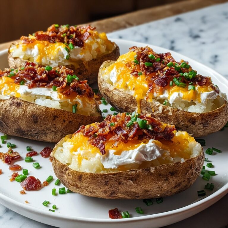 Loaded Creamy Twice-Baked Potatoes with Cheddar and Chives Recipe