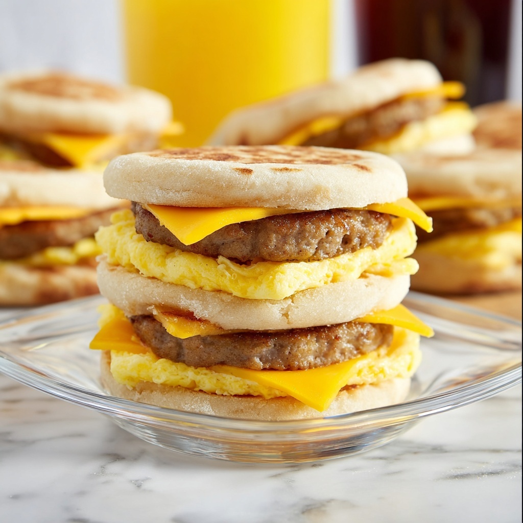 Homemade McGriddle Sandwiches with Syrup-Injected Pancakes and Sausage Patty Filling Recipe - Recipe Image