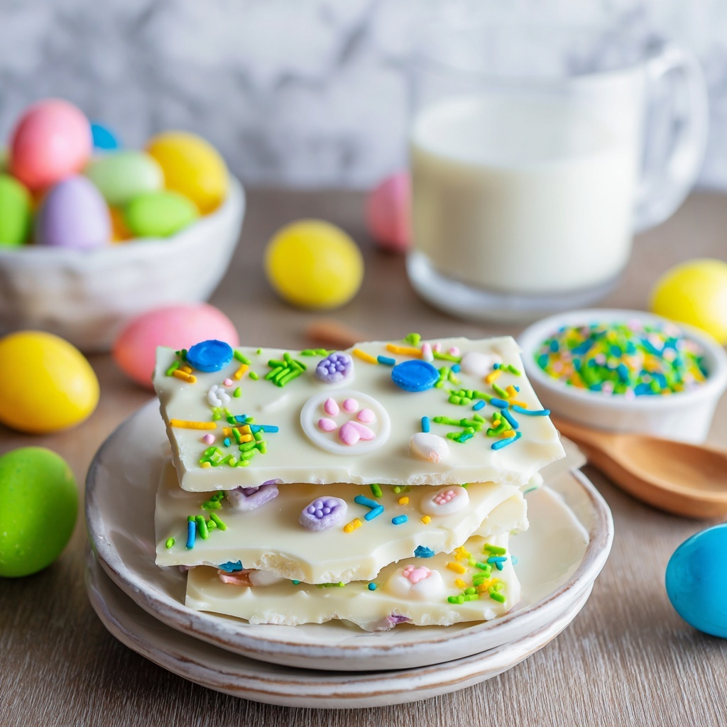 Easter Bunny Cookie Bark with Lemon Oreo Cookies and Grass Sprinkles Recipe - Recipe Image