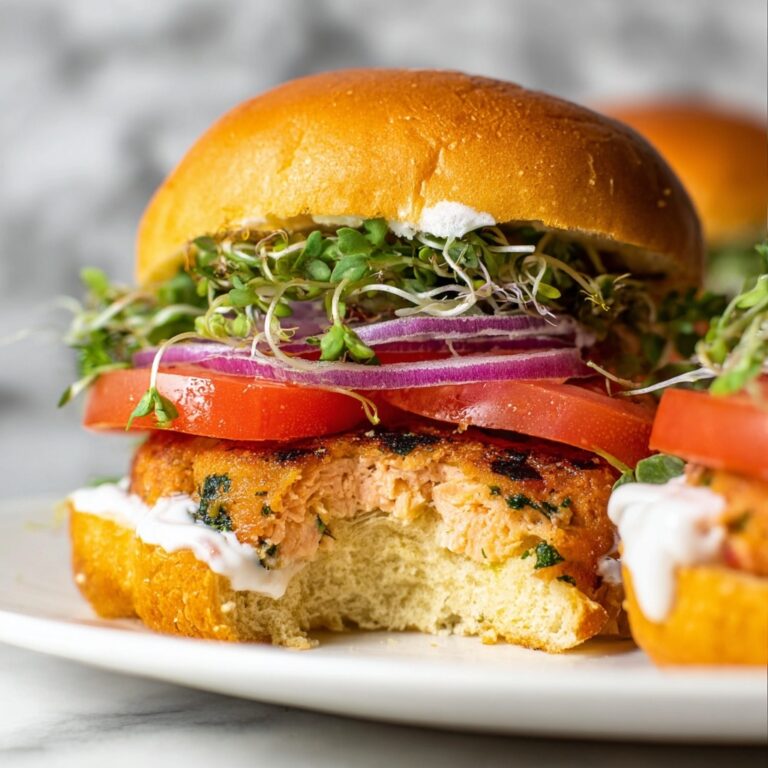 Salmon Burger with Dill Yogurt Sauce Recipe