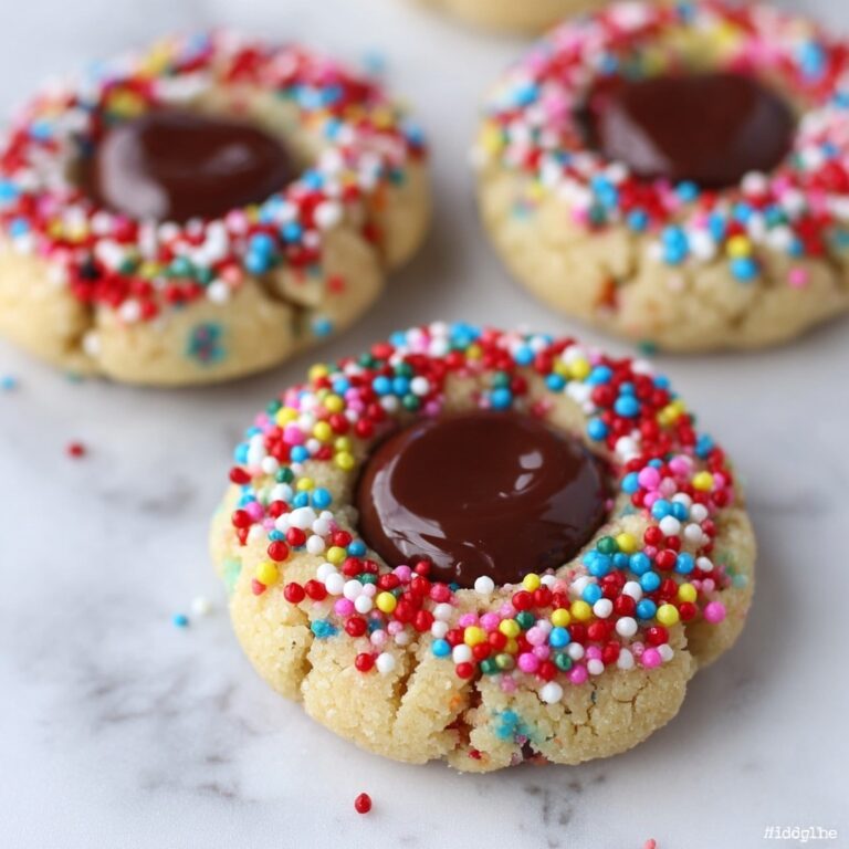 Shortbread Thumbprint Cookies with Chocolate Centers and Sprinkles Recipe
