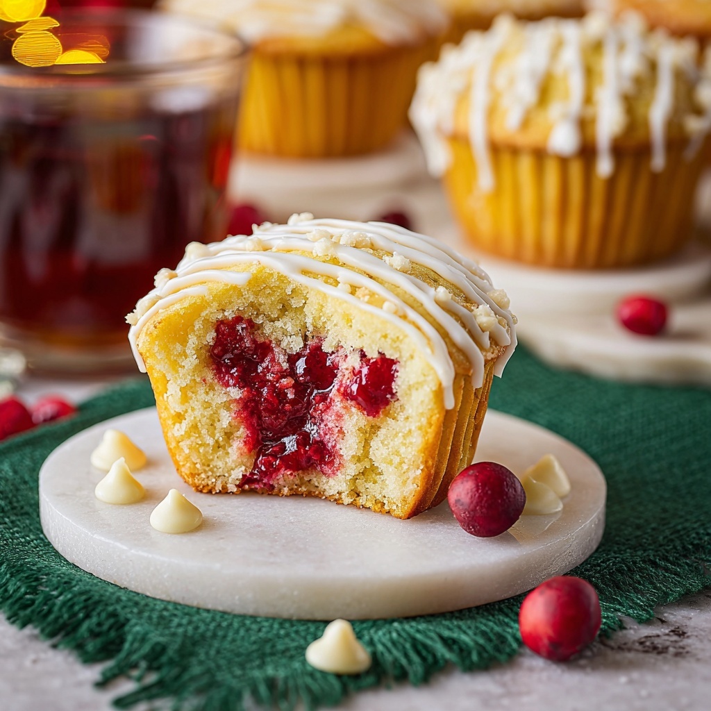 Cranberry Muffins with White Chocolate Glaze Recipe - Recipe Image