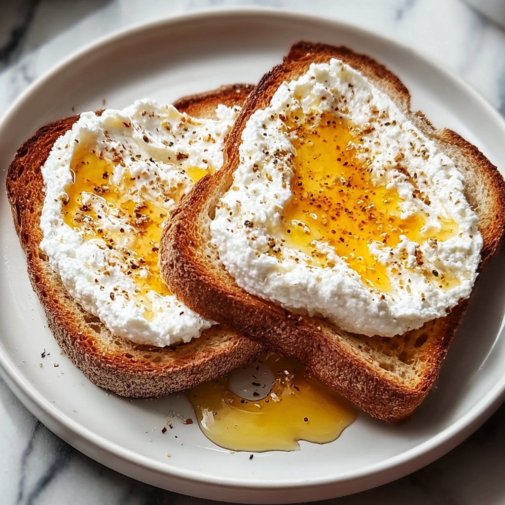 Irresistibly Creamy Whipped Ricotta Honey Toast Recipe - Recipe Image