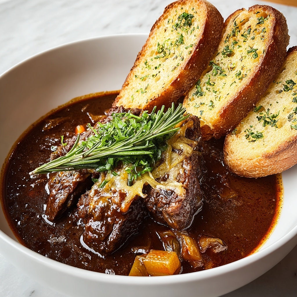 French Onion Beef Short Rib Soup with Gruyère Toast Recipe - Recipe Image
