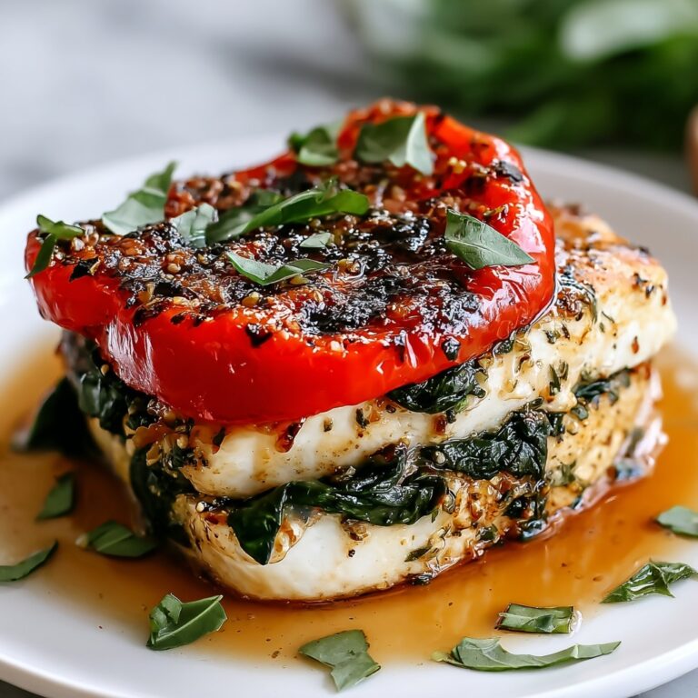 Roasted Red Pepper, Spinach, and Mozzarella Stuffed Chicken Recipe