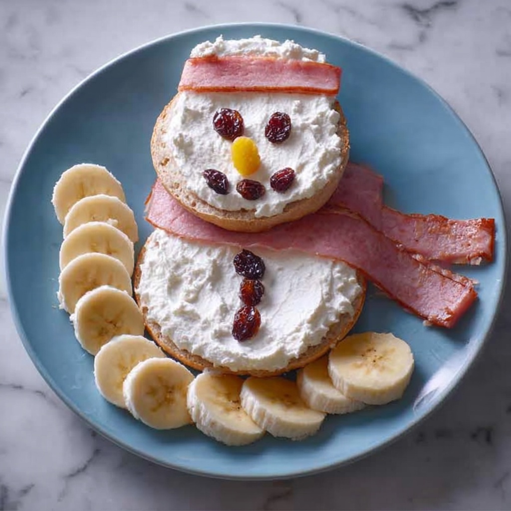 Snowman Breakfast Stack with Eggs, Bacon, and Fruit Recipe - Recipe Image