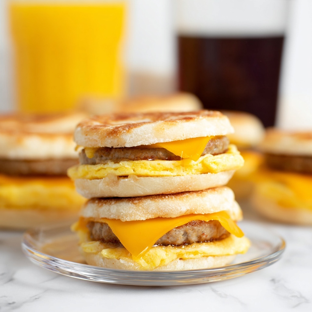 Homemade McGriddle Sandwiches with Syrup-Injected Pancakes and Sausage Patty Filling Recipe - Recipe Image