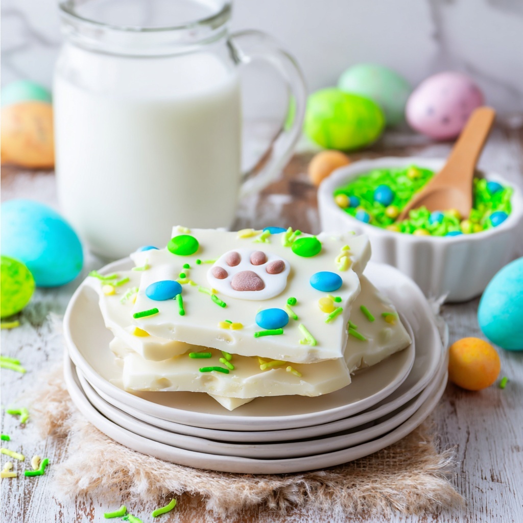 Easter Bunny Cookie Bark with Lemon Oreo Cookies and Grass Sprinkles Recipe - Recipe Image